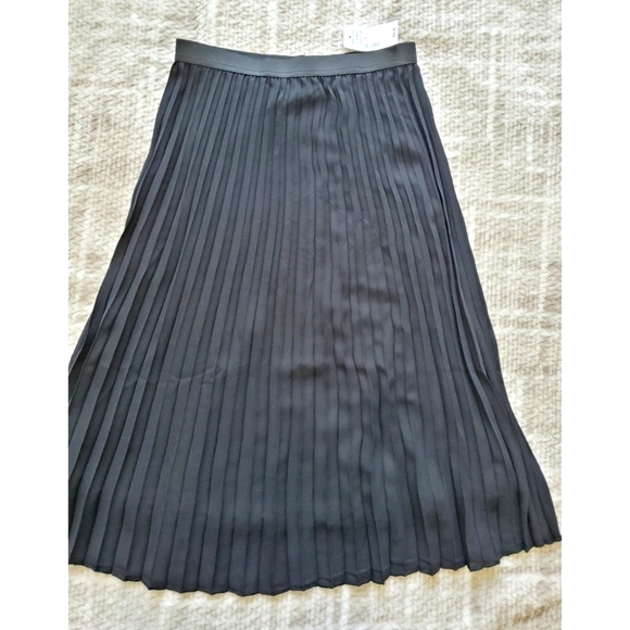Black Pleated Midi Skirt - Picture 3 of 8